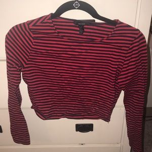 Forever 21 navy and red striped crop top